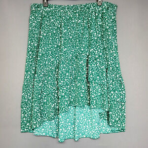 Kojooin High Low Skirt Womens 5X Green Floral Ruffle Lightweight Cottage New